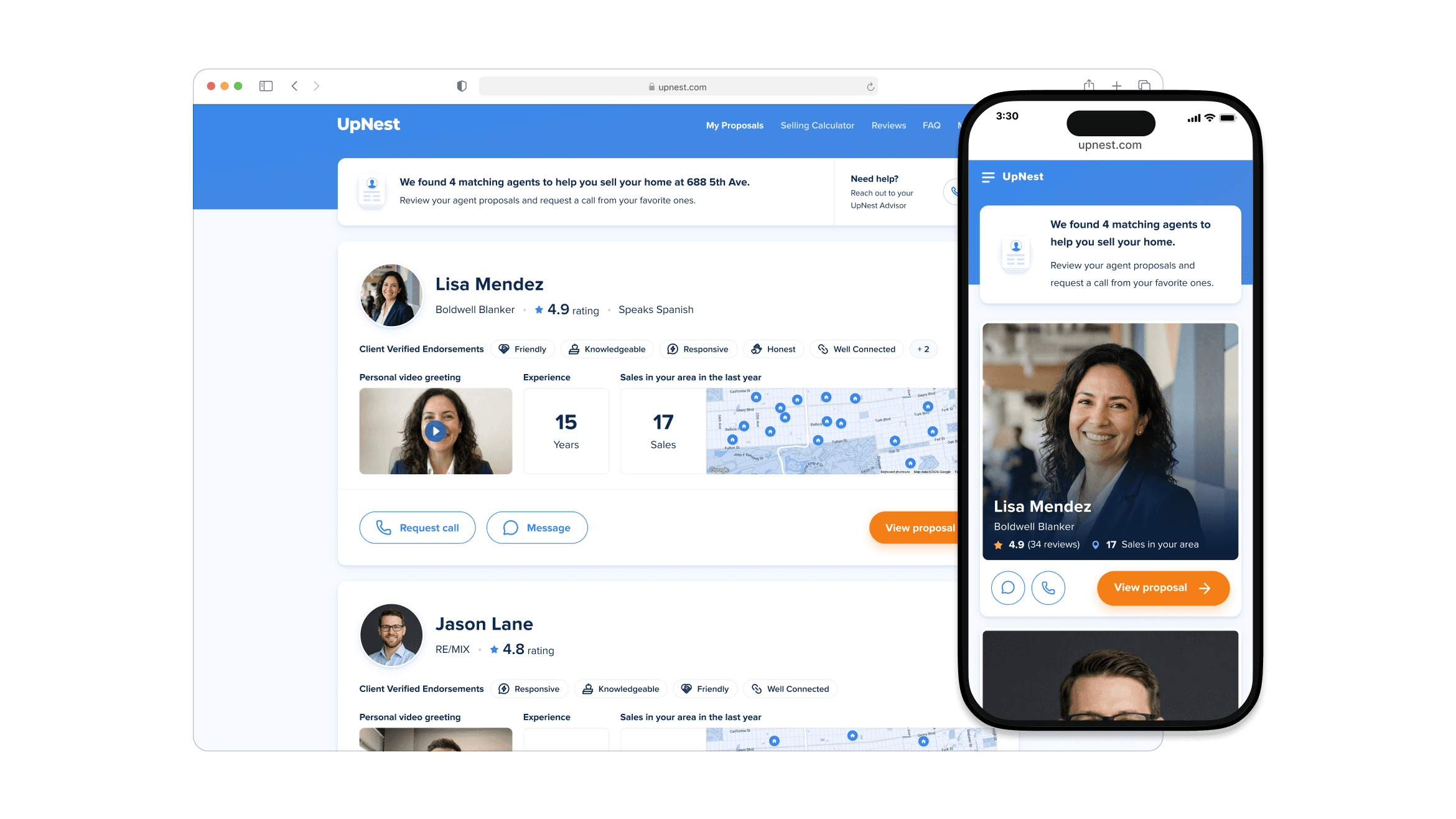 UpNest product screenshots