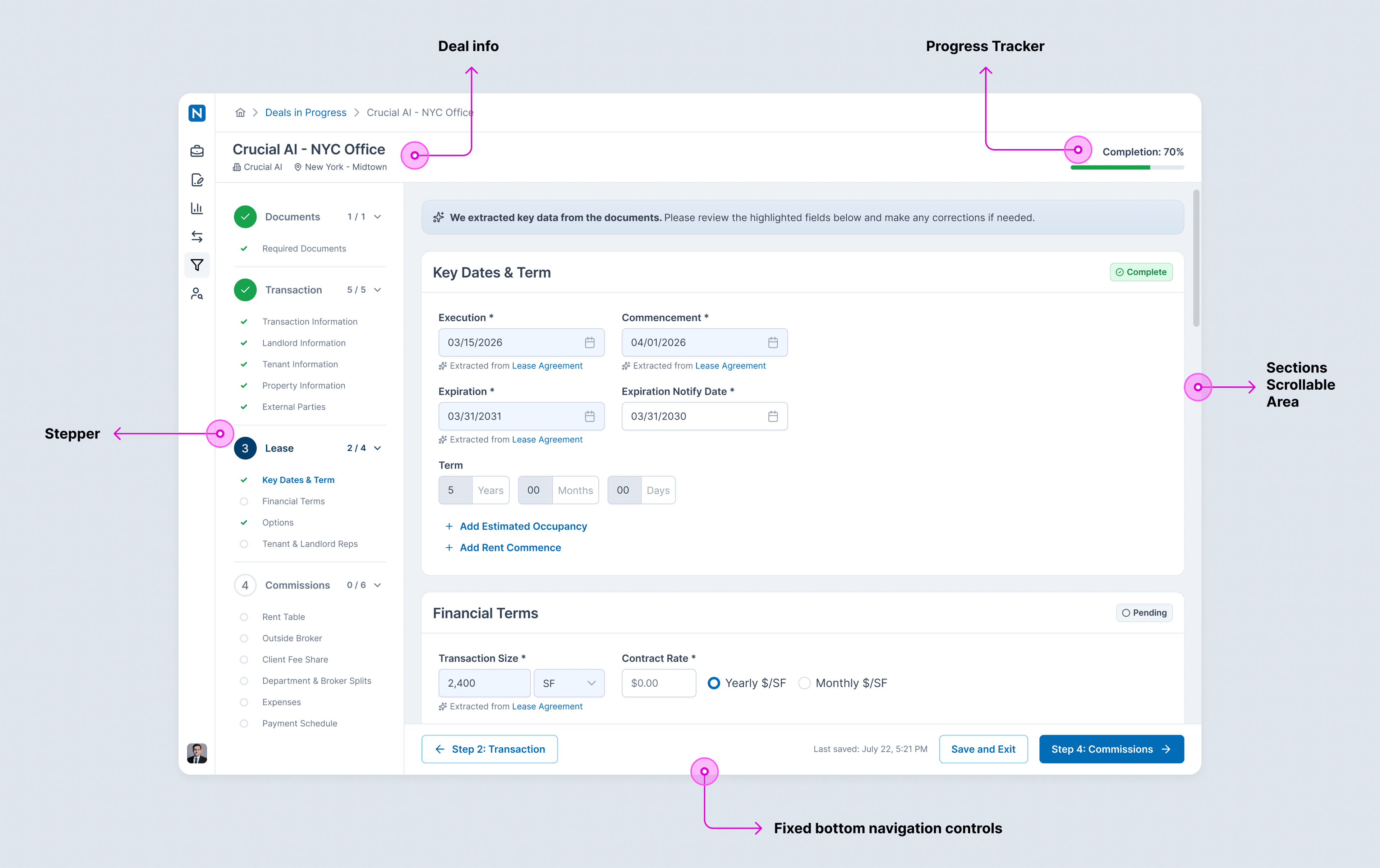 Multi-step form layout