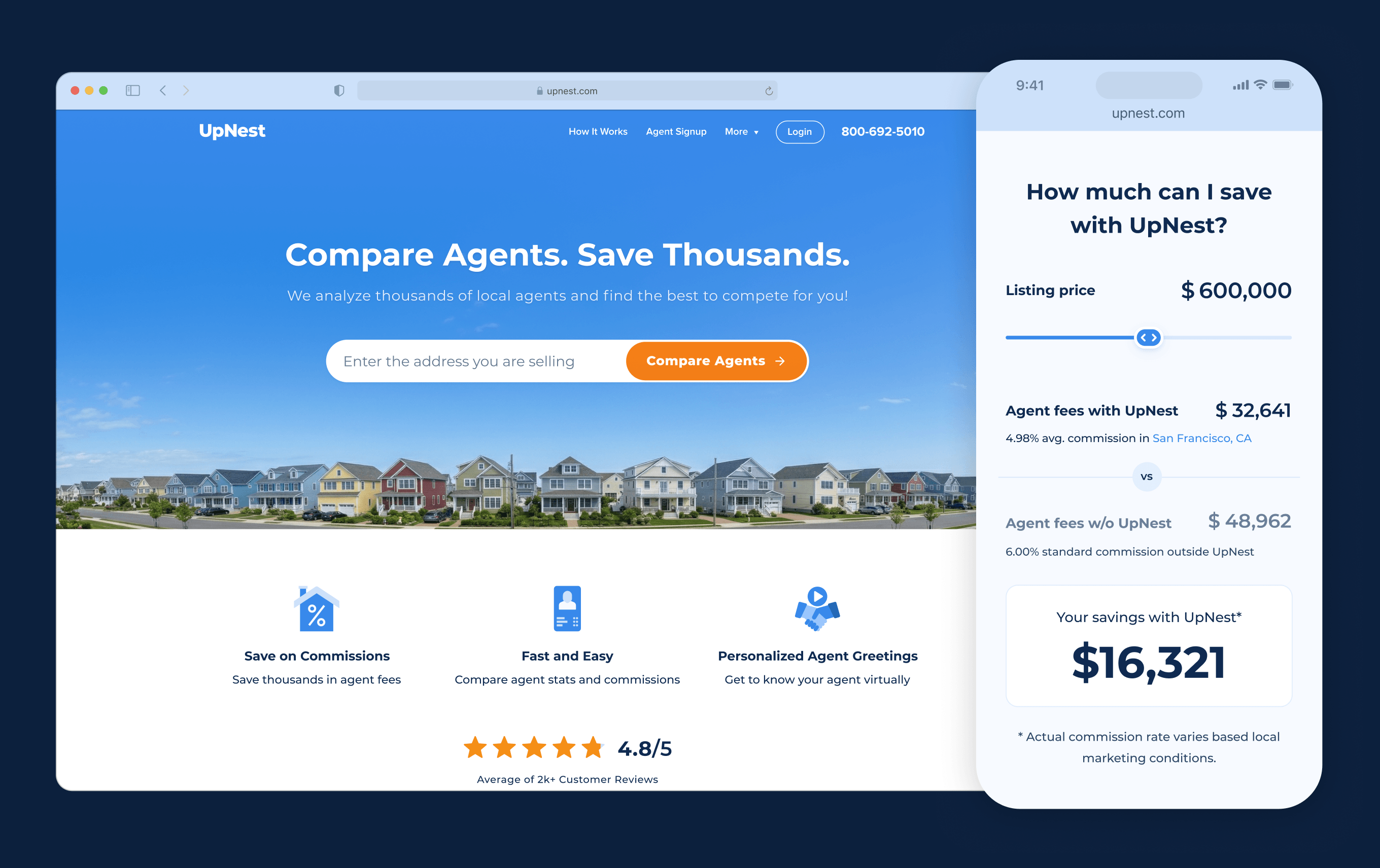 UpNest marketing homepage redesign