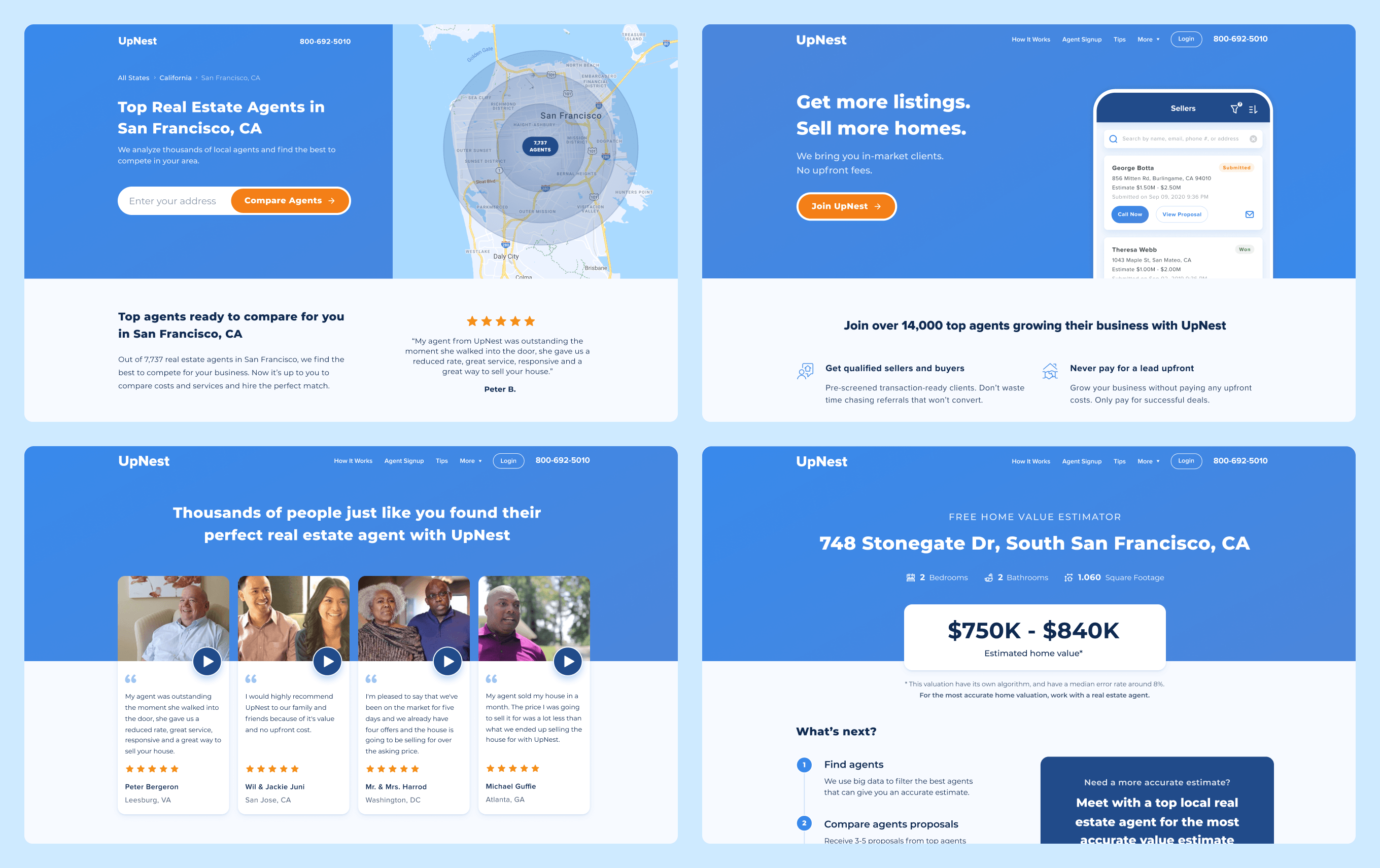 UpNest marketing pages spread