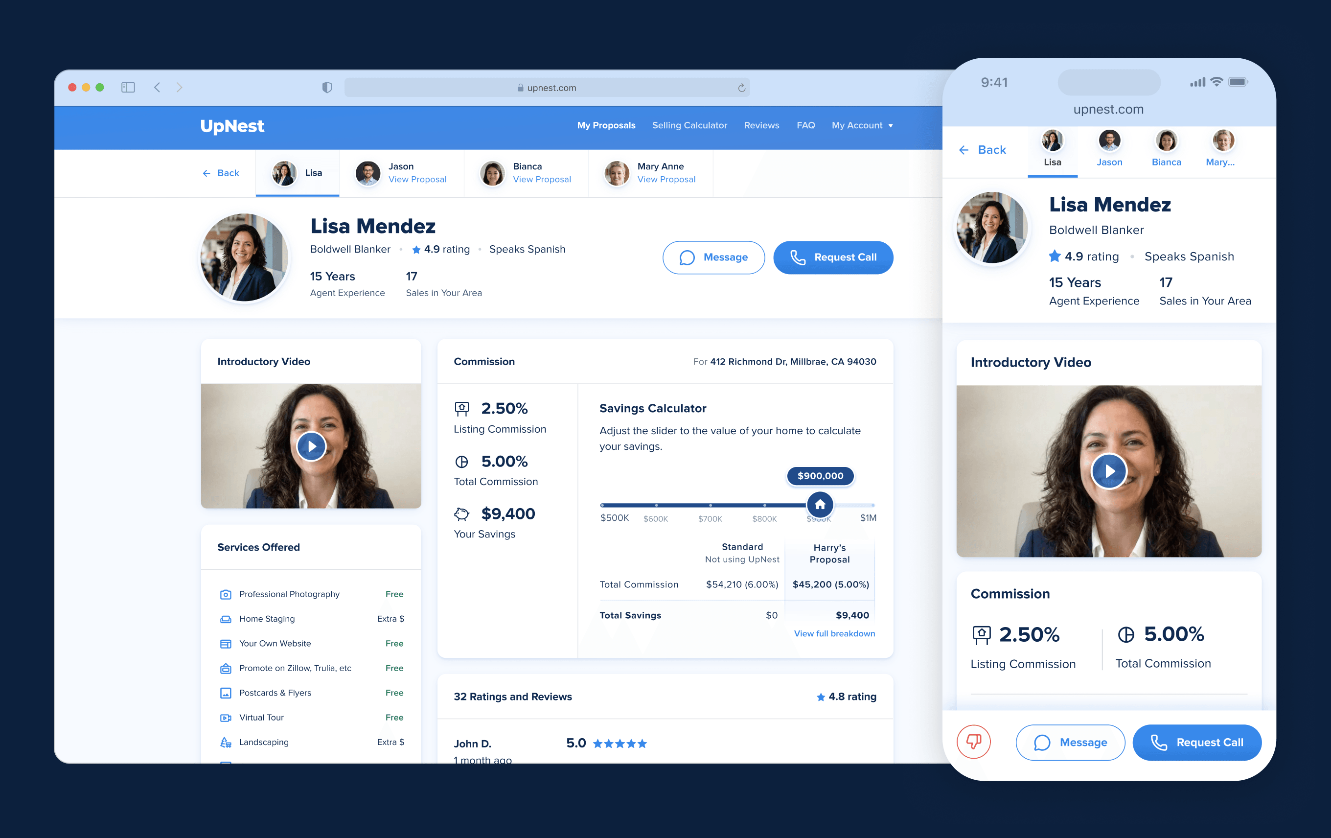 UpNest proposal page